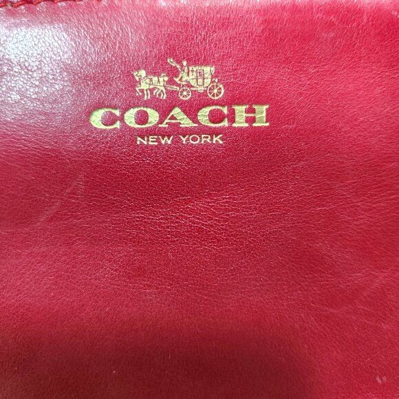 Coach F64581 Classic Red Leather Double Corner Zip Wallet Wristlet Gold - Picture 10 of 11